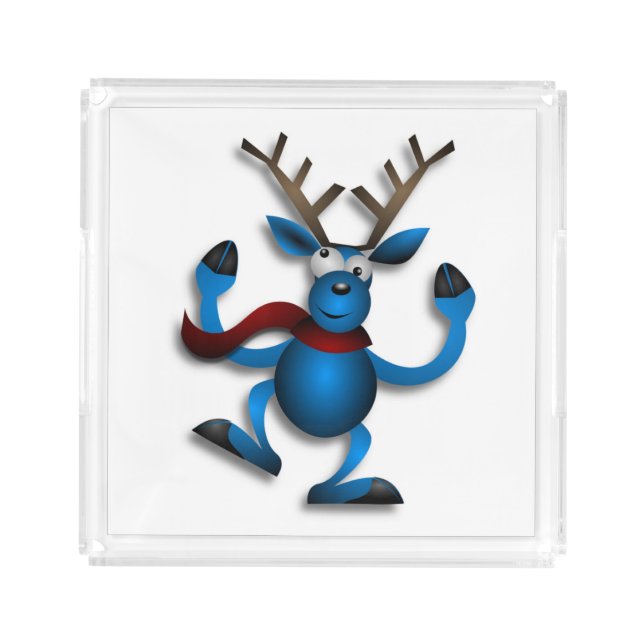 DANCING REINDEER ACRYLIC TRAY (Front)