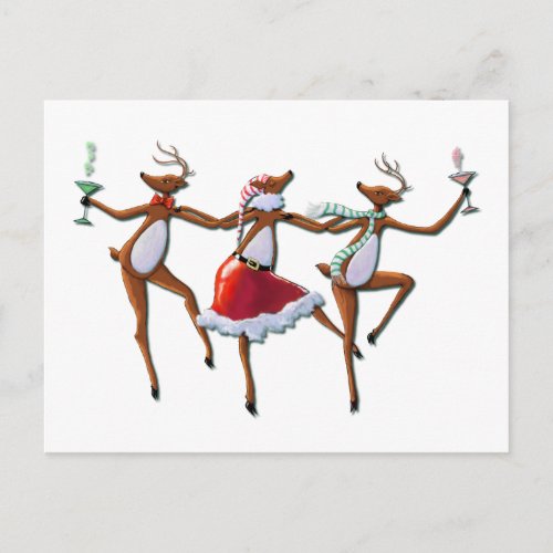 DANCING REINDEER by SHARON SHARPE Postcard