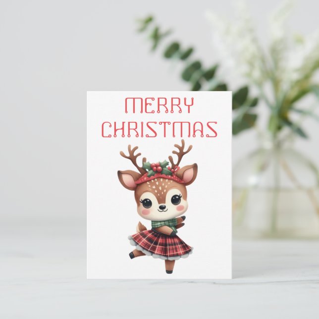 Dancing Reindeer Calf - Christmas Card (Standing Front)