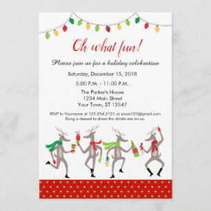 Dancing Reindeer Holiday Party Christmas time Invitation