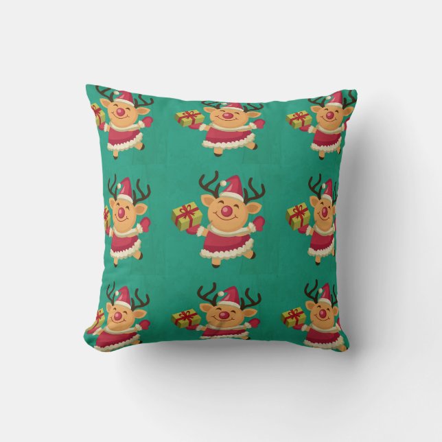 Dancing Reindeer Pillow (Front)