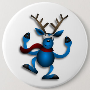 DANCING REINDEER PINBACK BUTTON