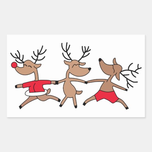 Dancing Reindeer Rectangular Sticker