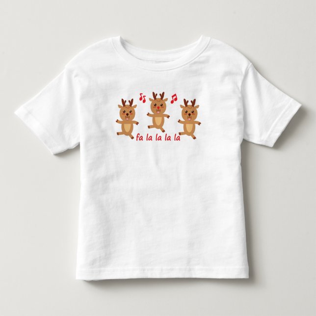 Dancing Reindeer Rudolph Snowflakes Boy Girl Toddler T-shirt (Front)