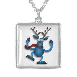 DANCING REINDEER STERLING SILVER NECKLACE