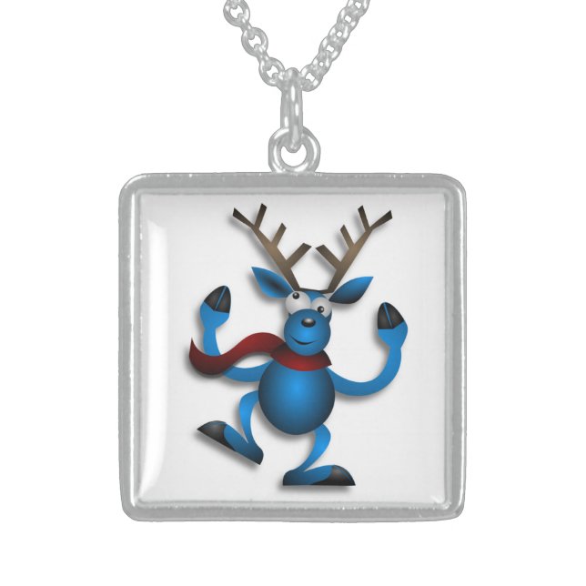 DANCING REINDEER STERLING SILVER NECKLACE (Front)