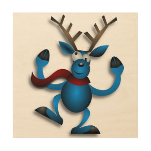 DANCING REINDEER WOOD WALL DECOR