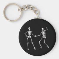 Dancing Retro Skeletons Keychain