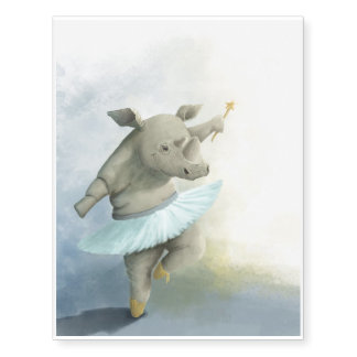 Dancing Rhino |  Cute Rhino Chubby Lovers Temporary Tattoos