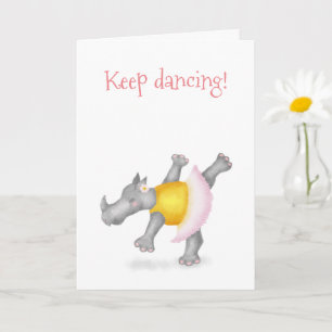 Dancing rhino personalised 'keep dancing' card