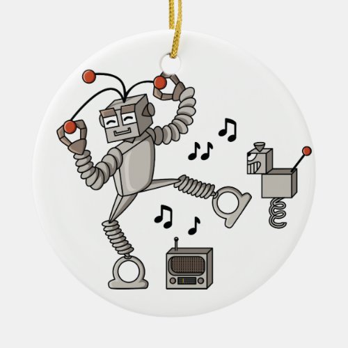 Dancing robot ceramic ornament