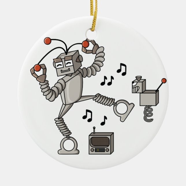 Dancing robot ceramic ornament (Front)