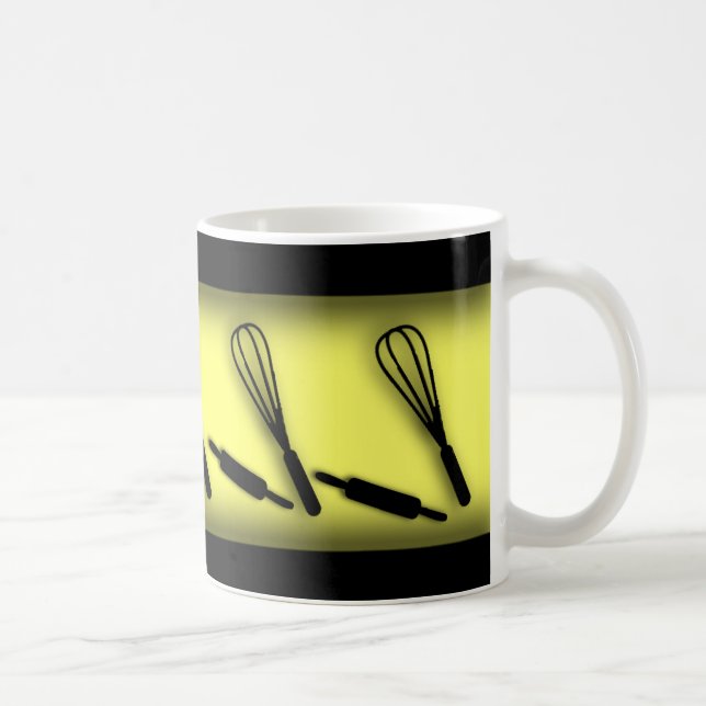 Dancing Rollin Pins and Whisks Cute Yellow Mug (Right)