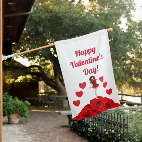 Dancing Rose Valentines Day House Flag