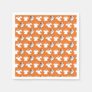 Dancing Rows Of Flying Ghosts Halloween Party Napkins