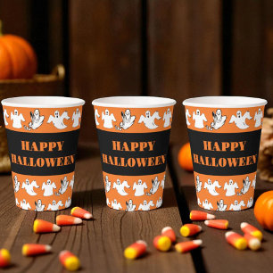 Dancing Rows Of Flying Ghosts Halloween Party Paper Cups
