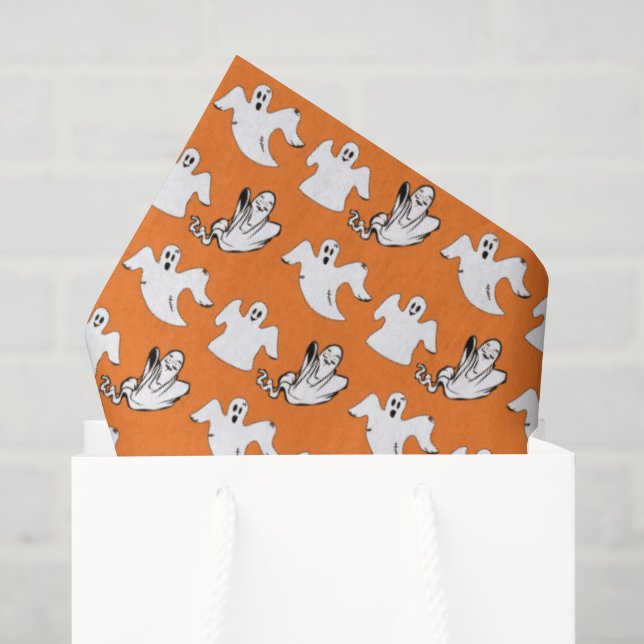 Dancing Rows Of Flying Ghosts Halloween  Tissue Paper (Gift Bag)