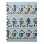 Dancing safari pattern, boys, blue notebook