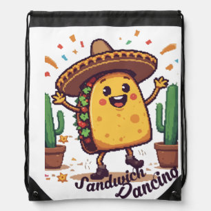 Dancing Sandwich Fiesta Drawstring Bag