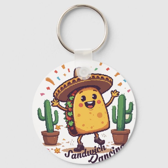 Dancing Sandwich Fiesta Keychain (Front)