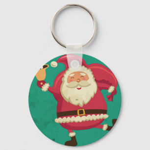 Dancing Santa Button Keychain