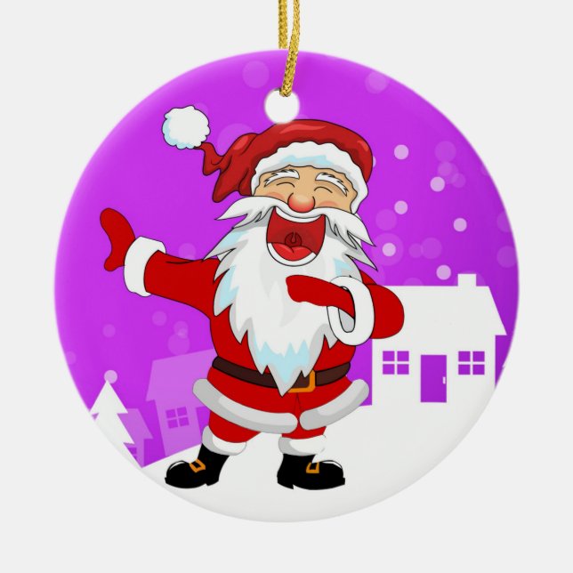 Dancing Santa Ceramic Ornament (Front)