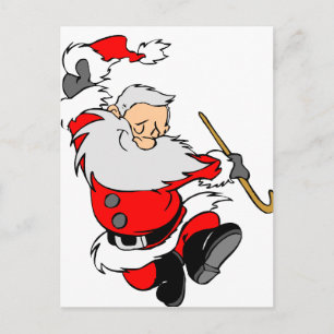 Dancing Santa Claus on Christmas Holiday Postcard