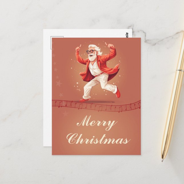 Dancing Santa Claus Postcard (Front/Back In Situ)
