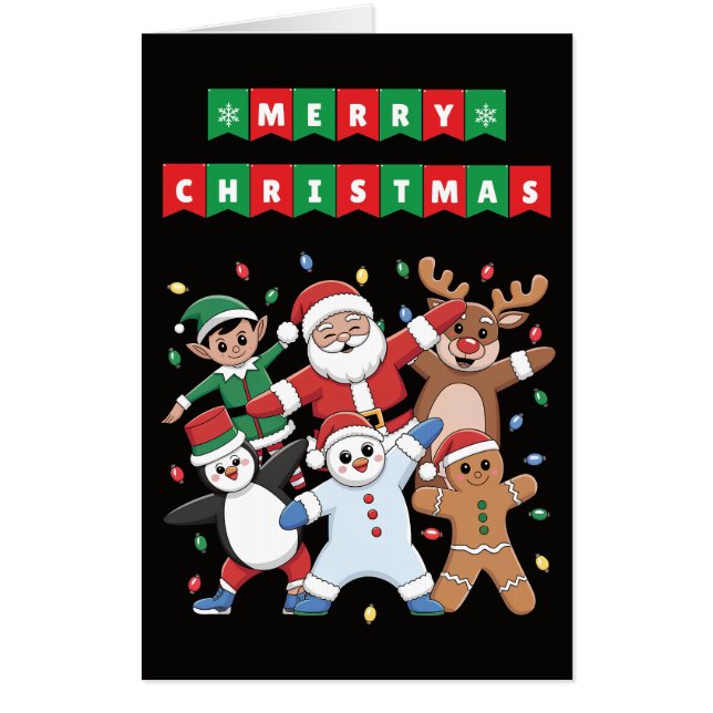 Dancing Santa Elf and friends Card (Front)