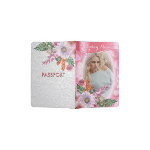 Dancing Script and Pretty Flowers - DIY Photo Passport Holder