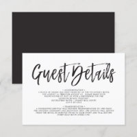 Dancing Script Black | White Wedding Guest Details