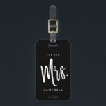 Dancing Script Lettering | Mr. and Mrs. Luggage Tag<br><div class="desc">Celebrate your wedding or your soon coming wedding day with this unique luggage tag that celebrates your name change.  It features the preposition "Mrs." followed by the new last name.   A great gift to give the bride after her wedding celebration.</div>