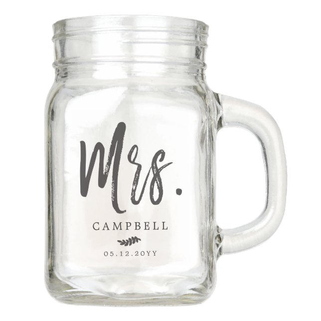 Dancing Script Lettering | Mr. and Mrs. Mason Jar (Front)