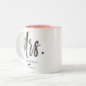 Dancing Script Lettering | Mr. and Mrs. Two-Tone Coffee Mug (Front Left)