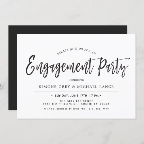 Dancing Script  Minimal Style Engagement Party Invitation