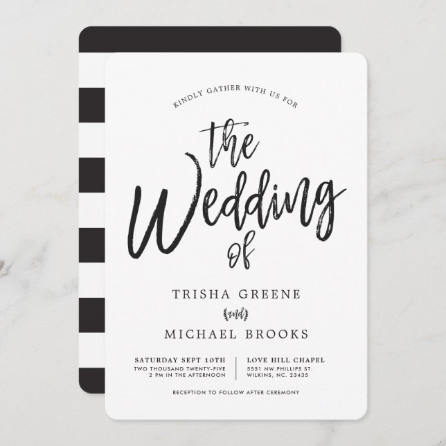 Dancing Script Minimalist Wedding Invitation (Front/Back)