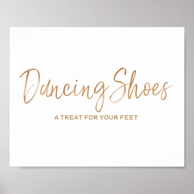 Dancing Shoes 8x10 Stylish Rose Gold Wedding Sign (Front)