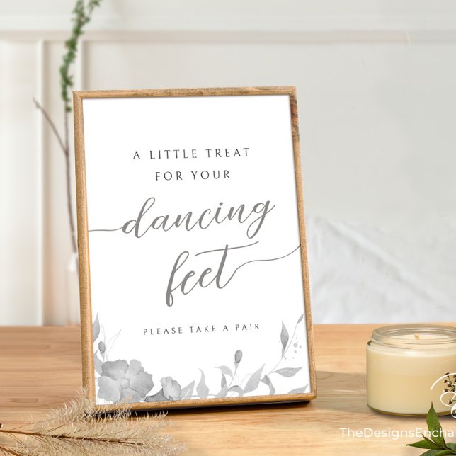 Dancing Shoes Flip Flop Sign Minimal Modern Boho Invitation (A treat for a Dancing feet Sign Weddings and Party Minimal Boho Floral Décor by TheDesignsEnchanted
)