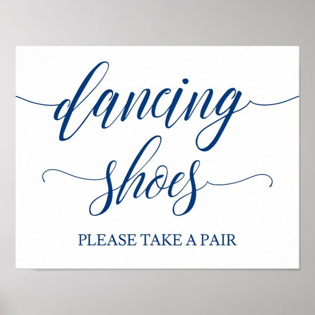 Dancing Shoes Wedding Sign in Navy Blue (Front)