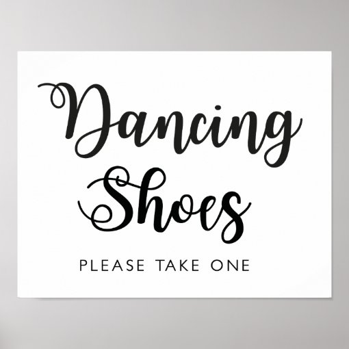 Dancing Shoes Wedding Sign Modern Calligraphy Zazzle