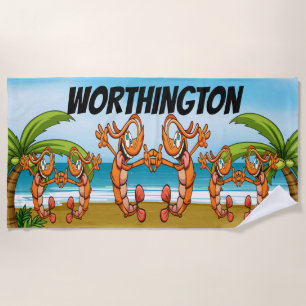 Dancing Shrimp Beach Towel