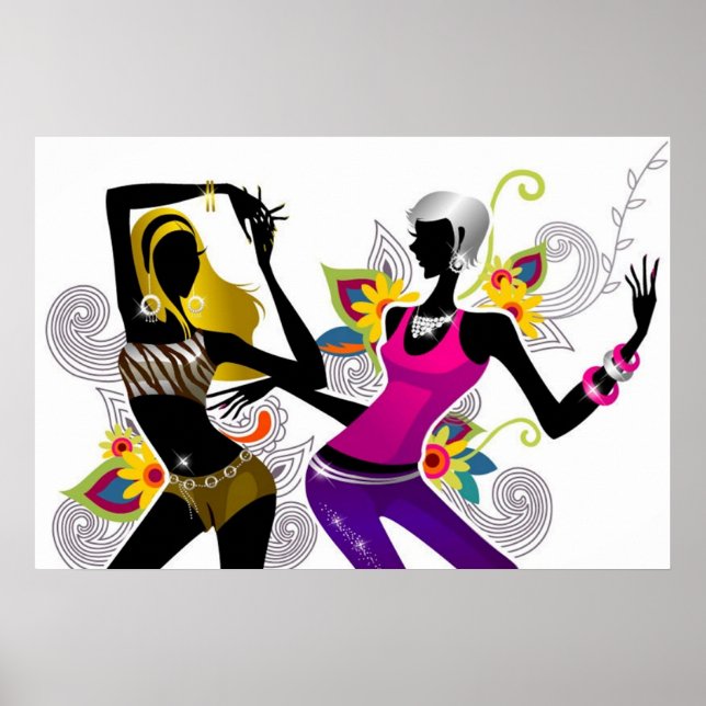 Dancing Silhouette Girls Poster (Front)