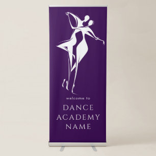 Dancing Silhouette Welcome to Dance School Purple  Retractable Banner