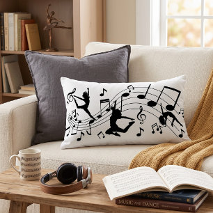 Dancing Silhouettes Music Notes Lumbar Pillow