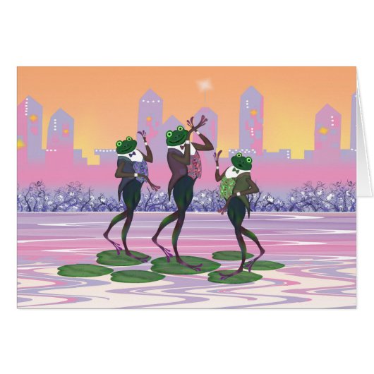 Dancing Singing Party Frogs Cards (Front Horizontal)