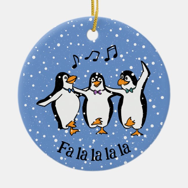 Dancing Singing Penguins Design Ceramic Ornament