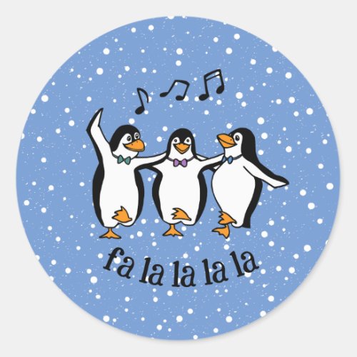 Dancing Singing Penguins Design Classic Round Sticker
