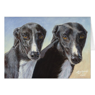 Dancing Sisters Greyhound Whippet Dog Painting Cards