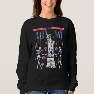 Dancing Skeleton 4th of July American Flag Skellie Sweatshirt