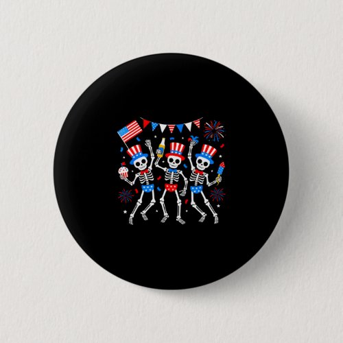 Dancing skeleton 4th of july merica usa american button